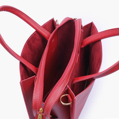 Maroon trapeze top-handle bag