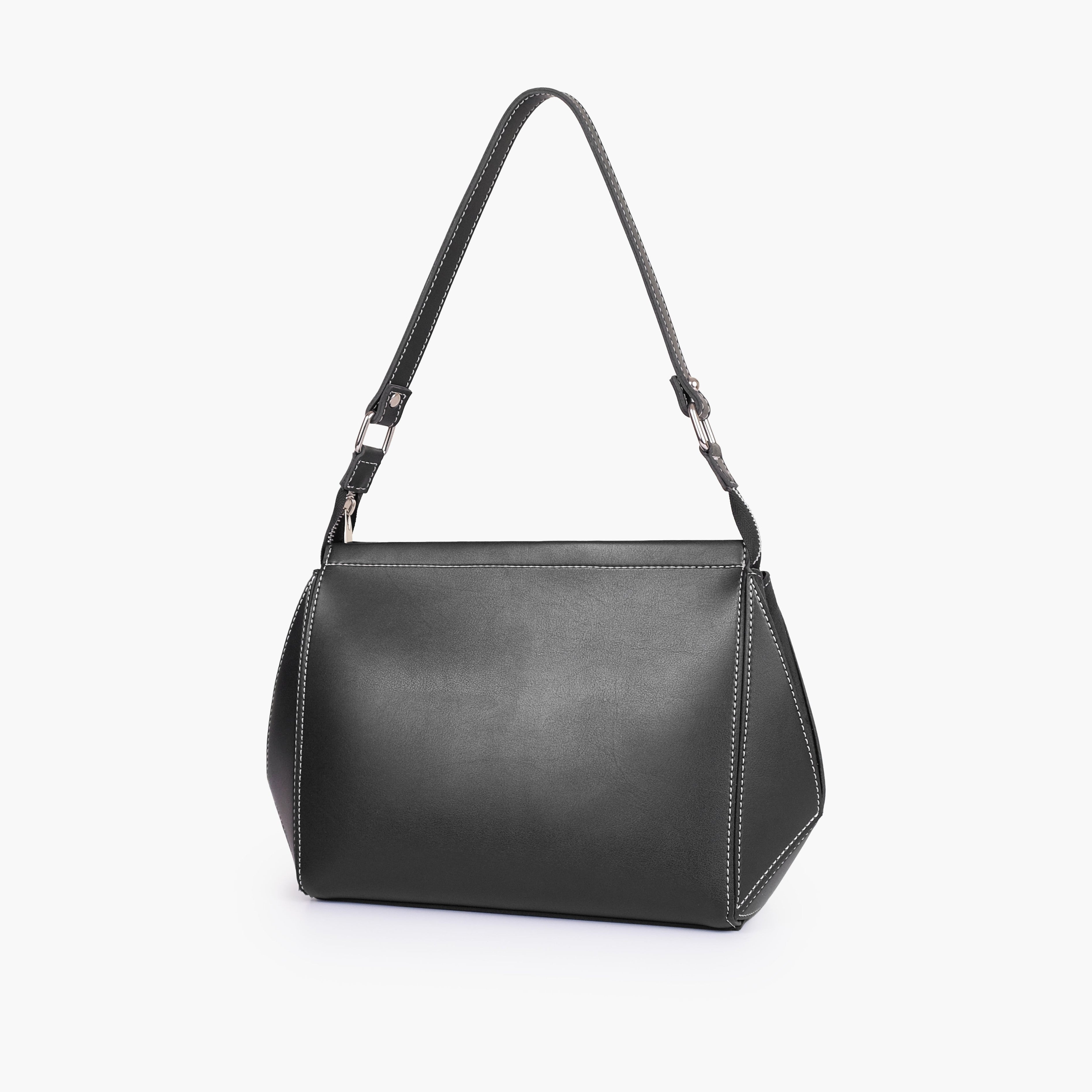 Black suede trio twist handbag