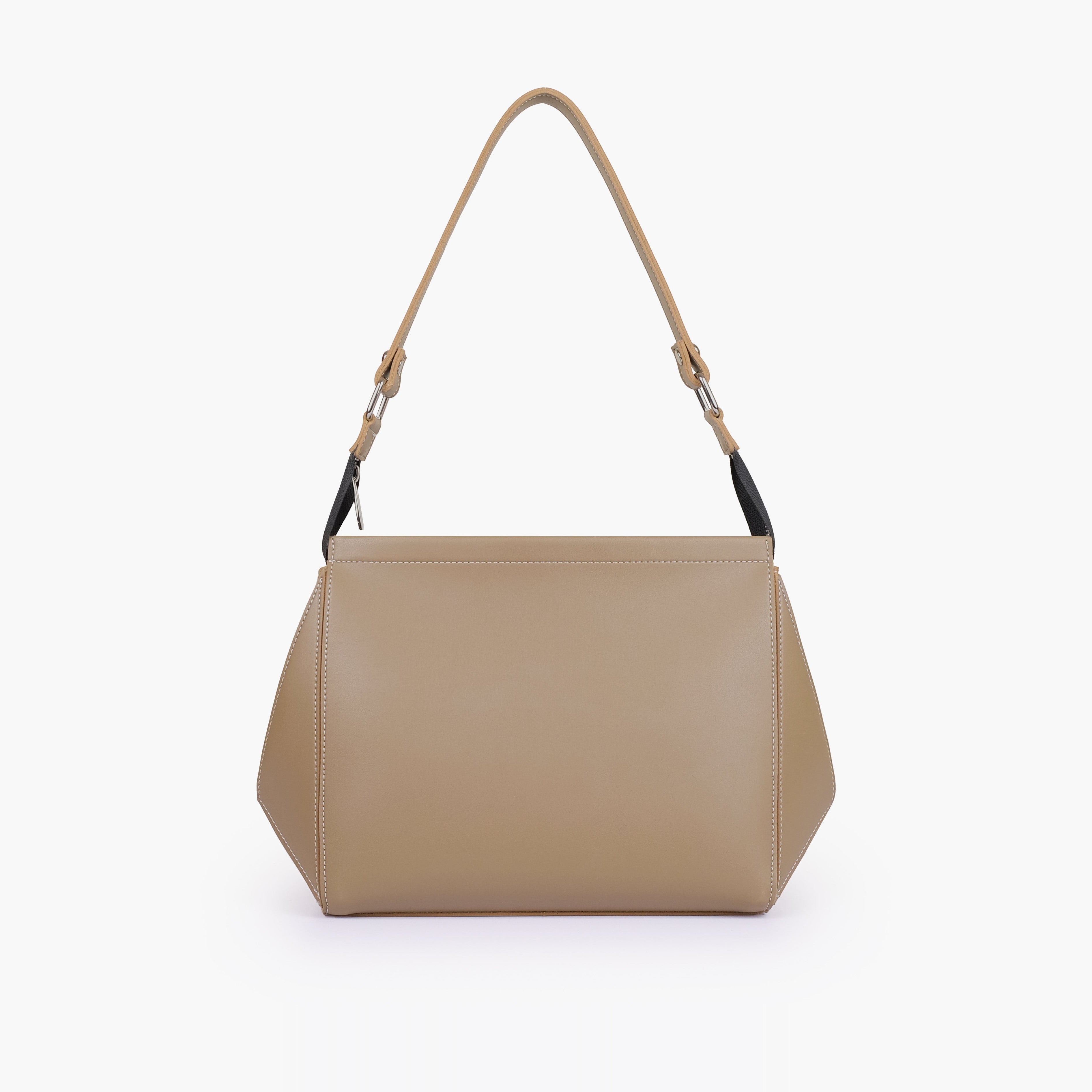 Coffee suede trio twist handbag