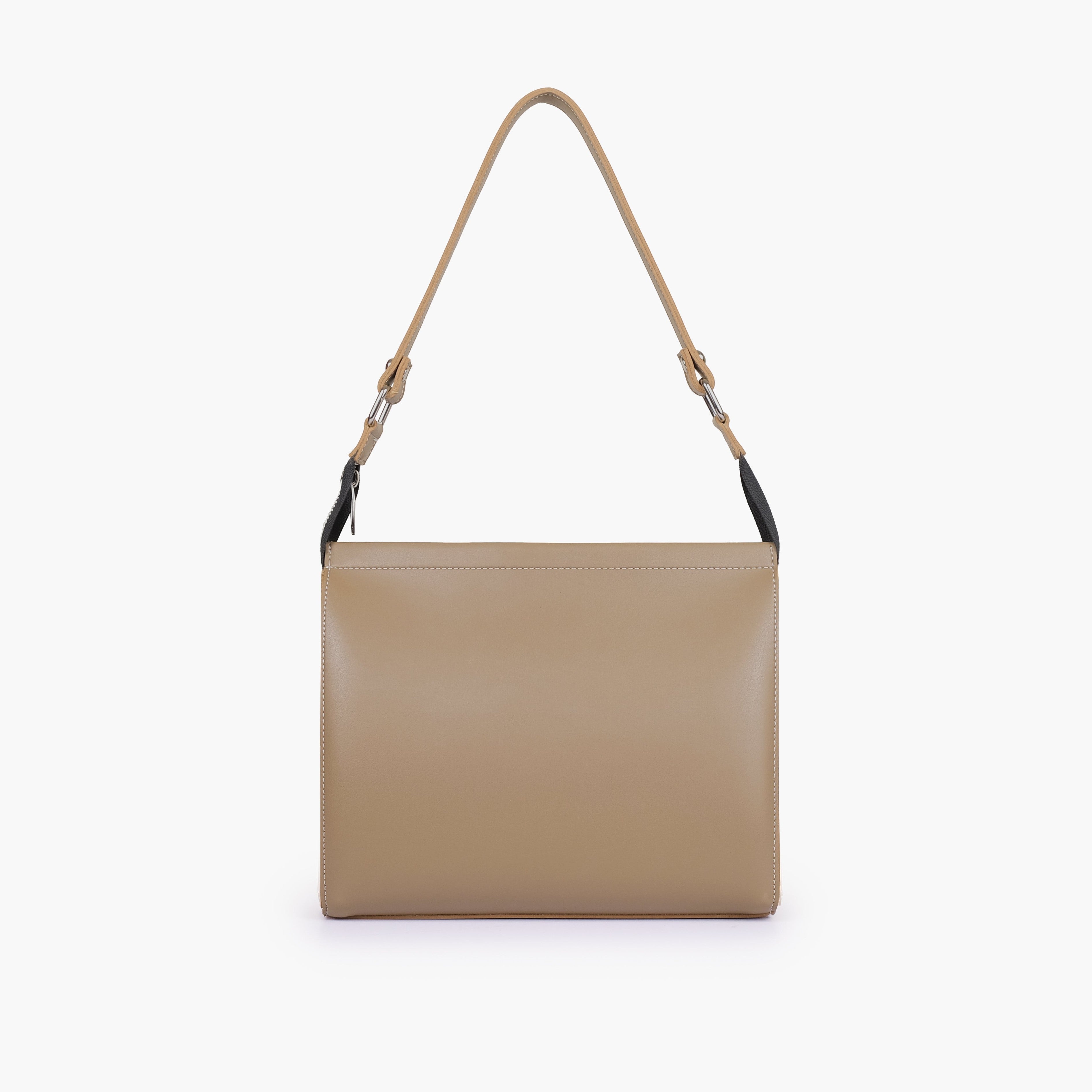 Coffee suede trio twist handbag