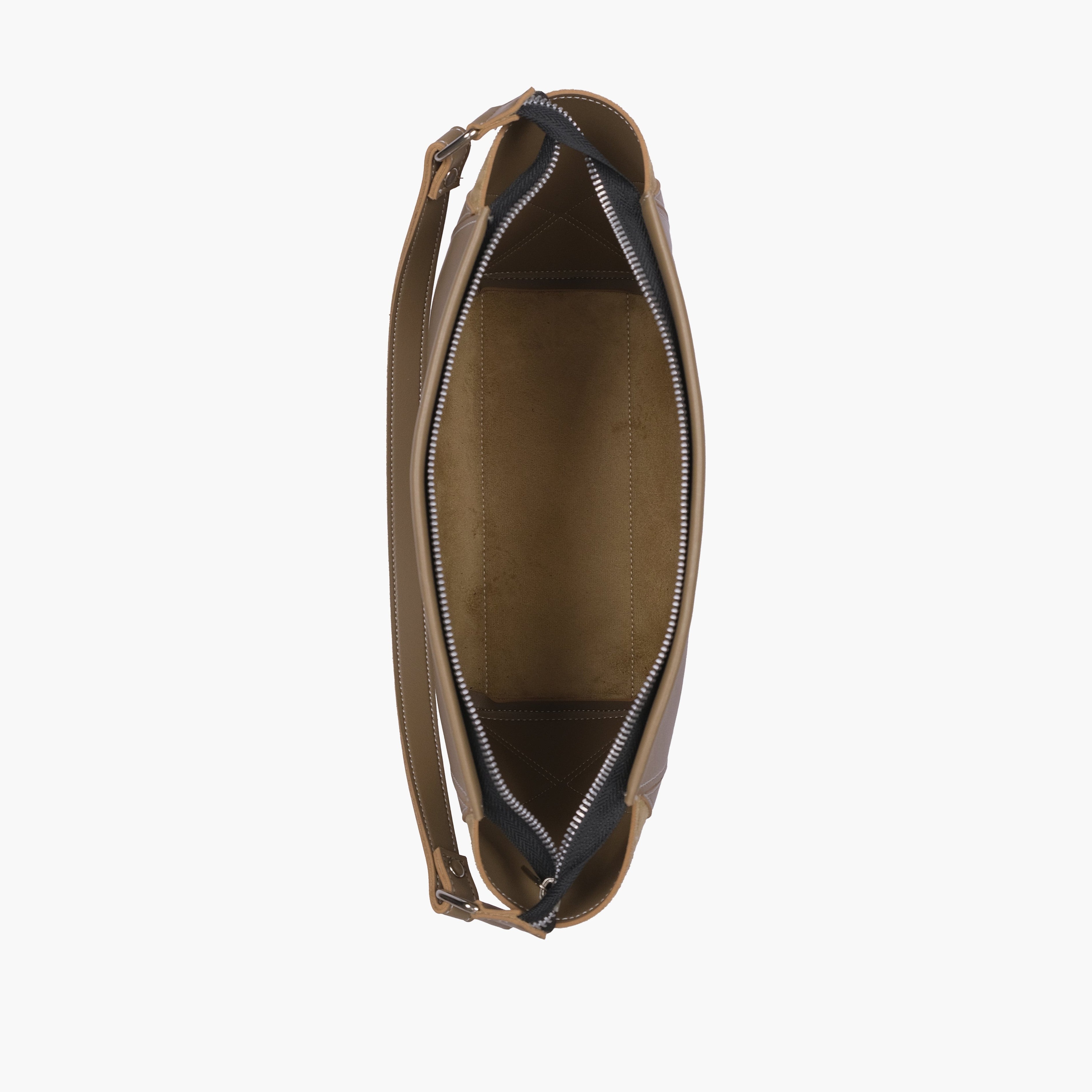 Coffee suede trio twist handbag