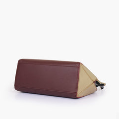 Burgundy and off-white trio twist handbag