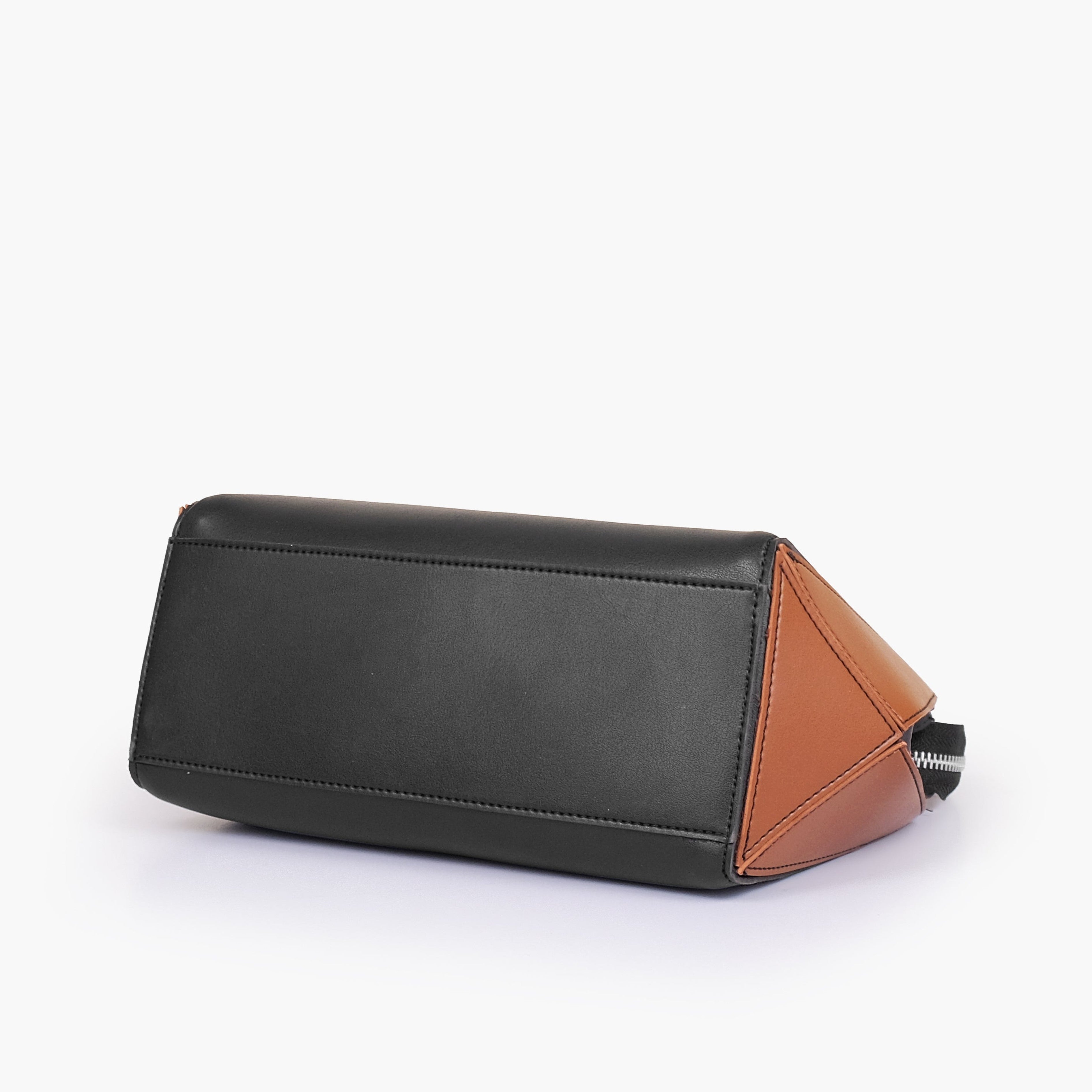 Black and brown trio twist handbag
