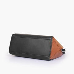 Black and brown trio twist handbag