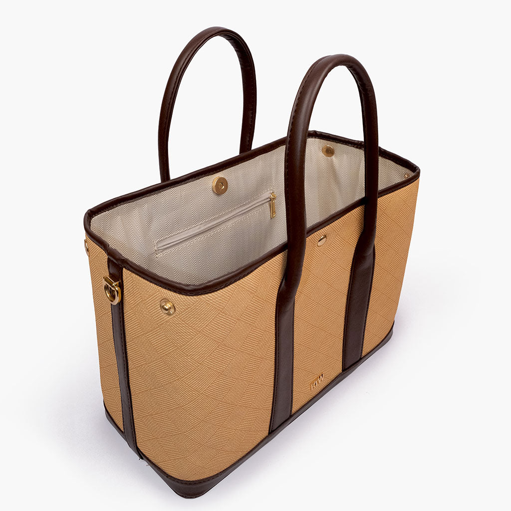 Beige cane tote