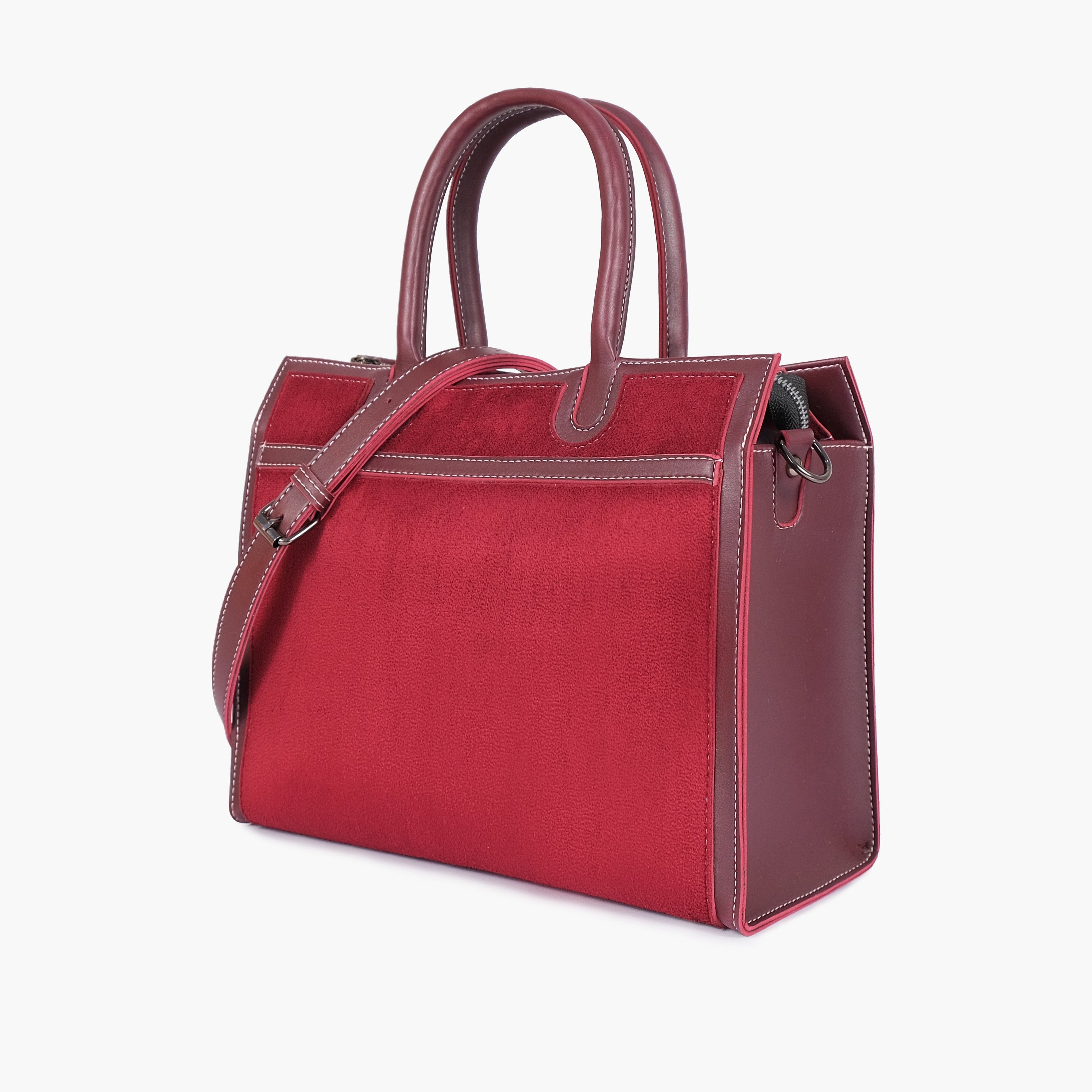 Burgundy suede vintage handbag