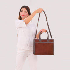 Dark brown suede vintage handbag