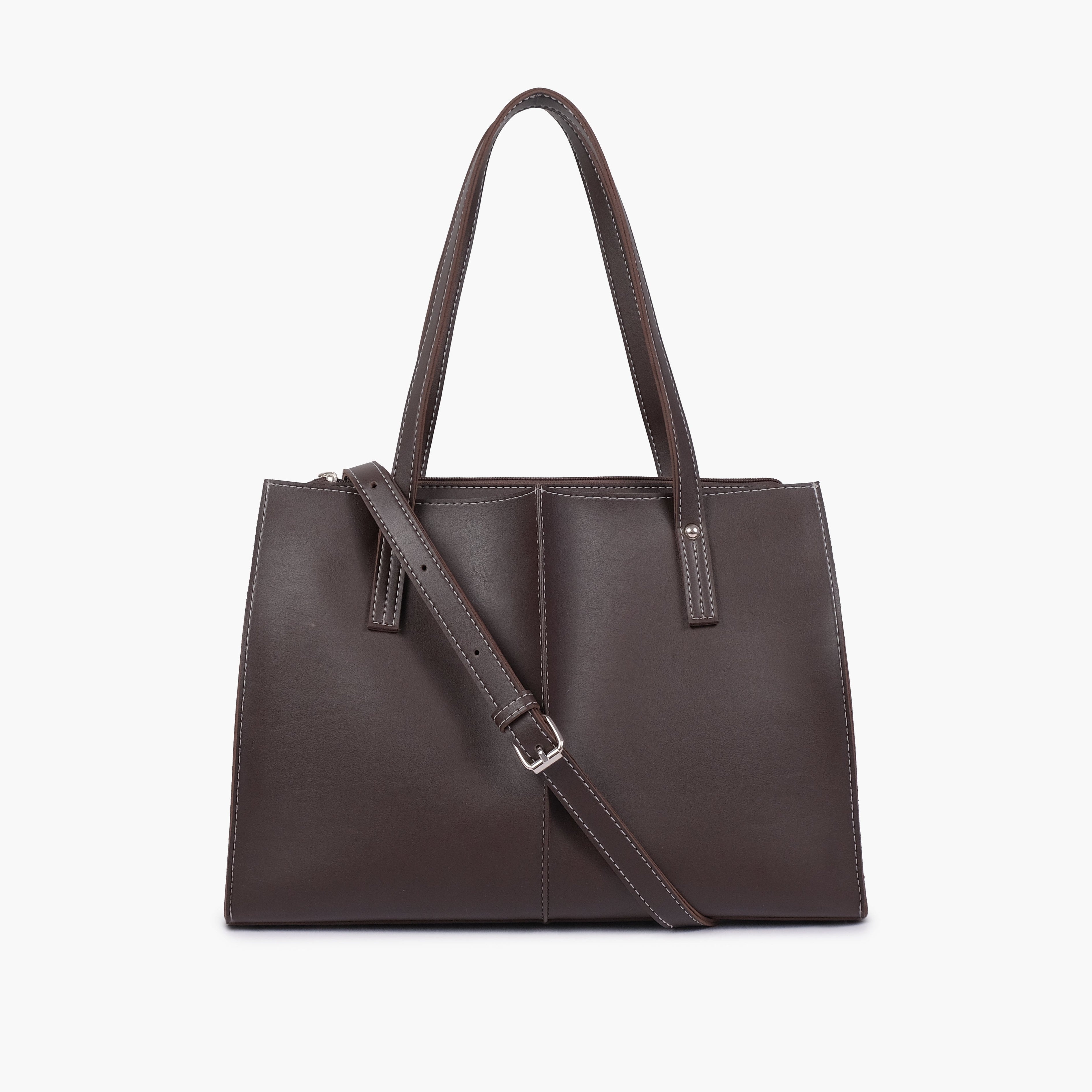 Dark brown work tote bag