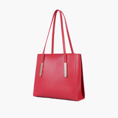 Maroon zipper shoulder bag with long handle