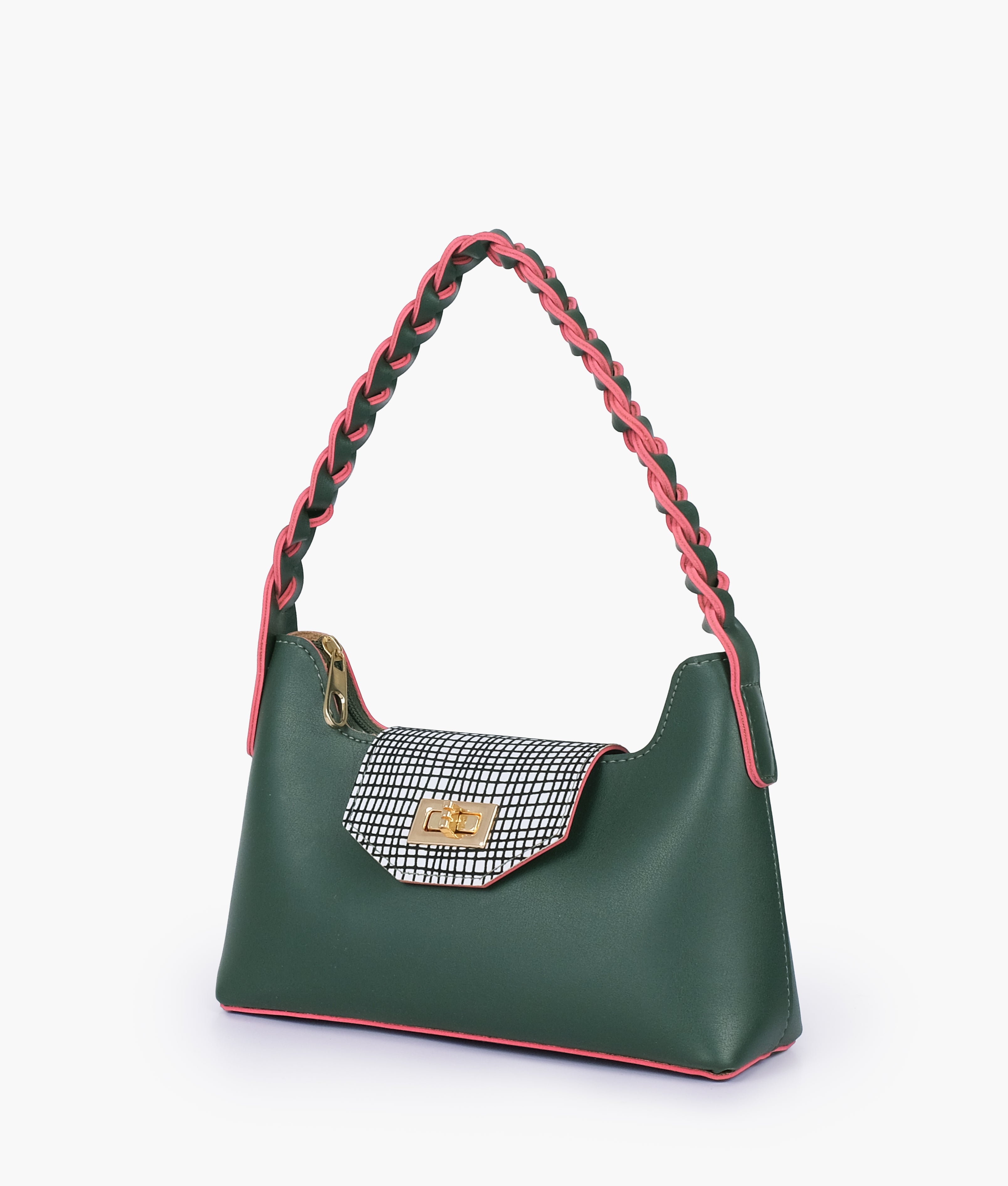 Army Green Purse with Braided Strap Leather Handbags Pakistan