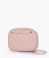 Baby pink quilted rectangle cross-body bag