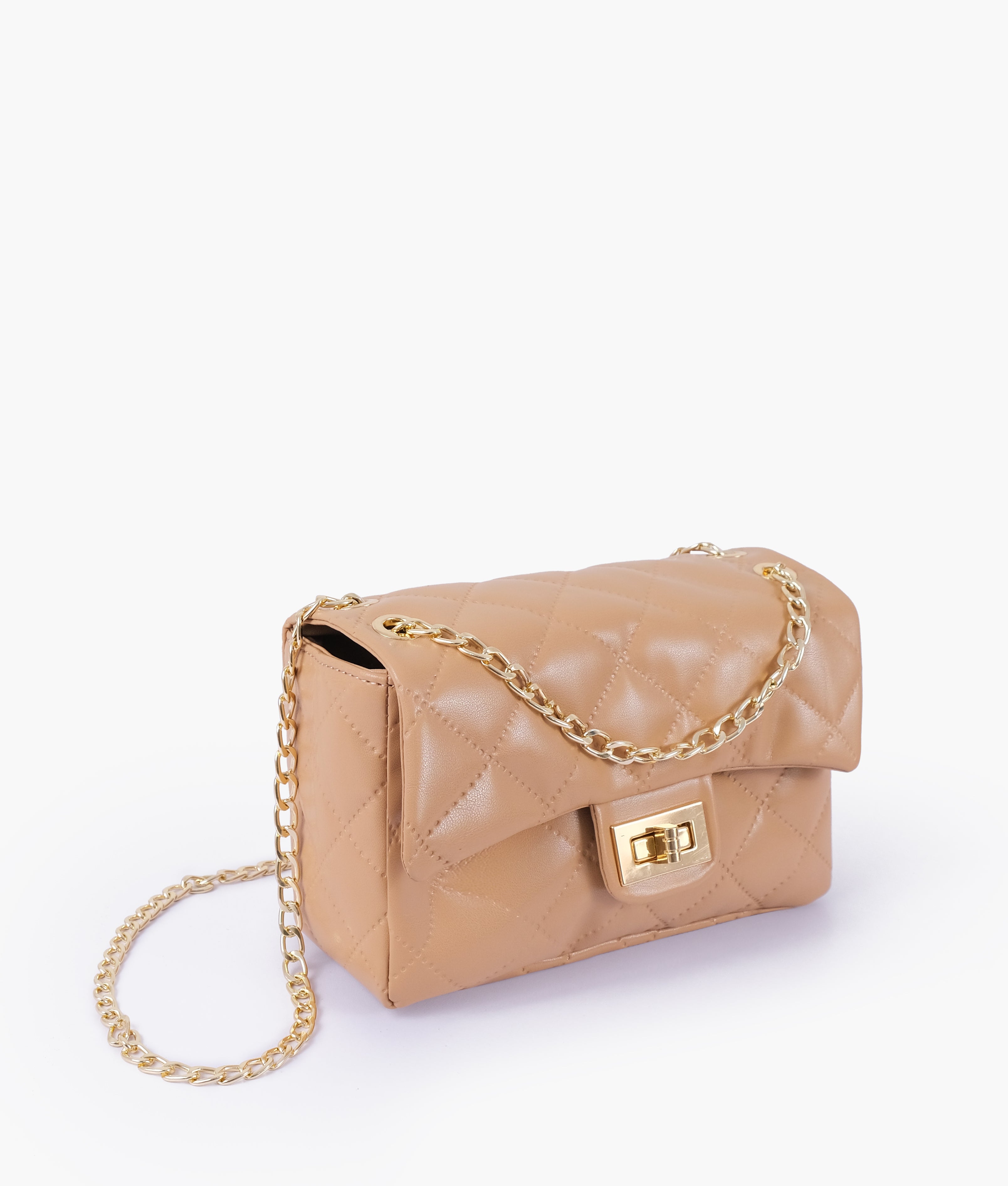 Beige quilted mini bag with chain – RTW Creation
