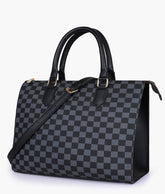 Black checkered on-the-go handbag