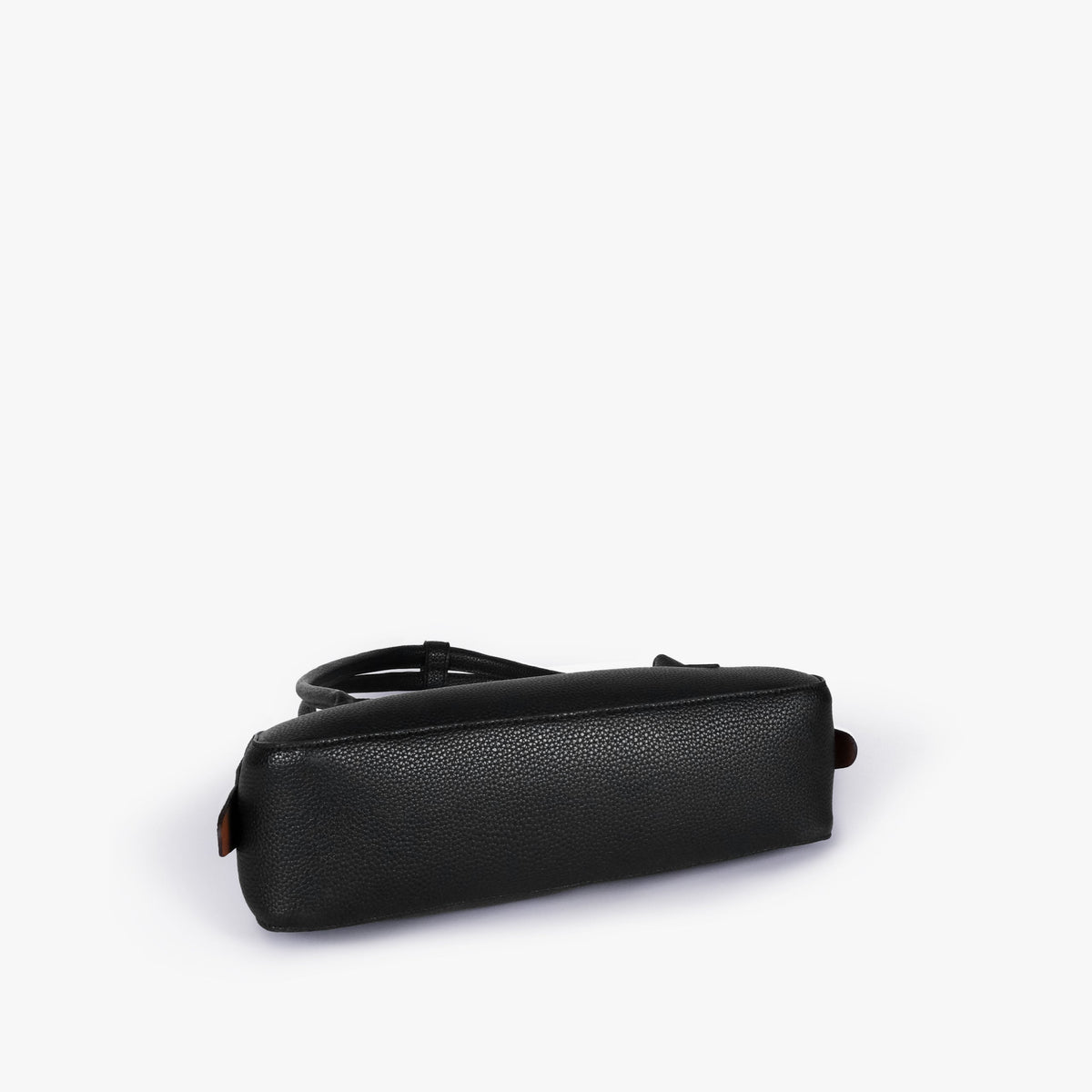 Base of black east-west baguette bag