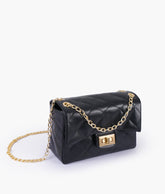 Black quilted mini bag with chain