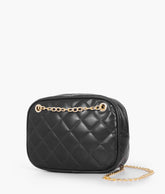 Black quilted rectangle cross-body bag