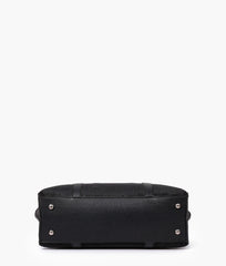 Black suede double-handle tote bag