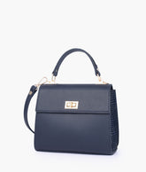 Blue criss-cross top-handle bag