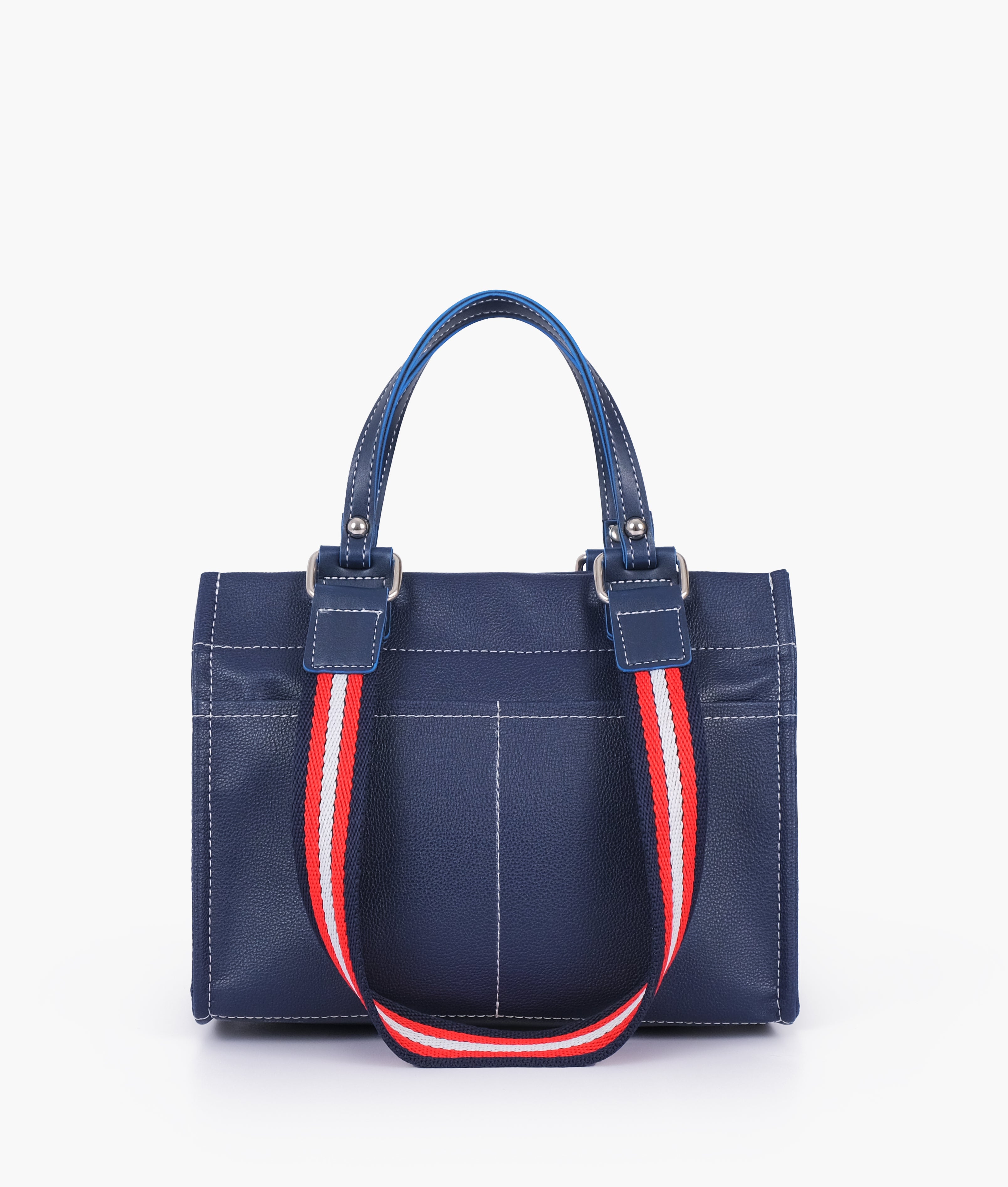 Blue dual-pocket mini tote bag