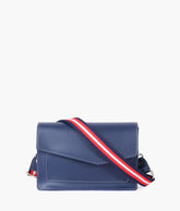 Blue half flap cross-body bag