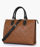 Brown and black on-the-go handbag