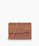 Brown chain shoulder bag with twist lock