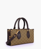 Brown checkered on-the-go mini bag