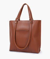 Brown double-handle tote bag - quarter