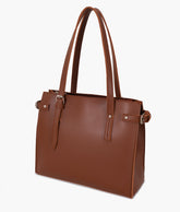Brown satchel tote bag - quarter