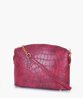 Burgundy crocodile with chain strap cross-body bag
