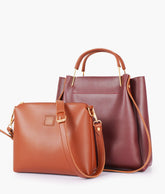 Burgundy metal handle tote bag