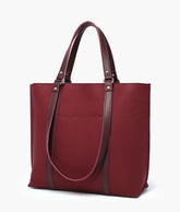 Burgundy suede double-handle tote bag