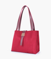 Burgundy suede mini tote bag