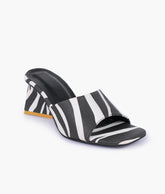 Chic zebra heeled mules