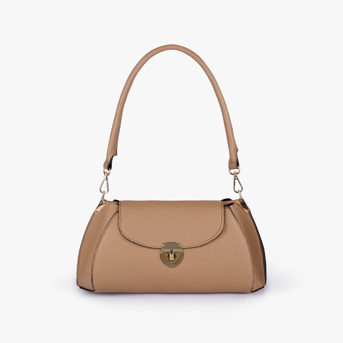 Front view of Coffee pebble baguette bag