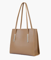 Coffee zipper shoulder bag with long handle - quarter