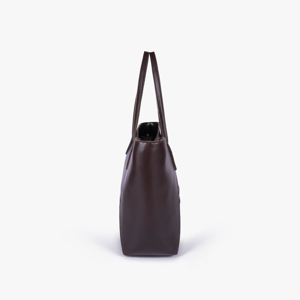 Side profile of Dark brown Arc tote bag