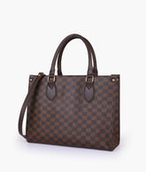 Dark brown checkered everywear handbag