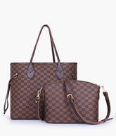 Dark brown checkered neverfull two piece set