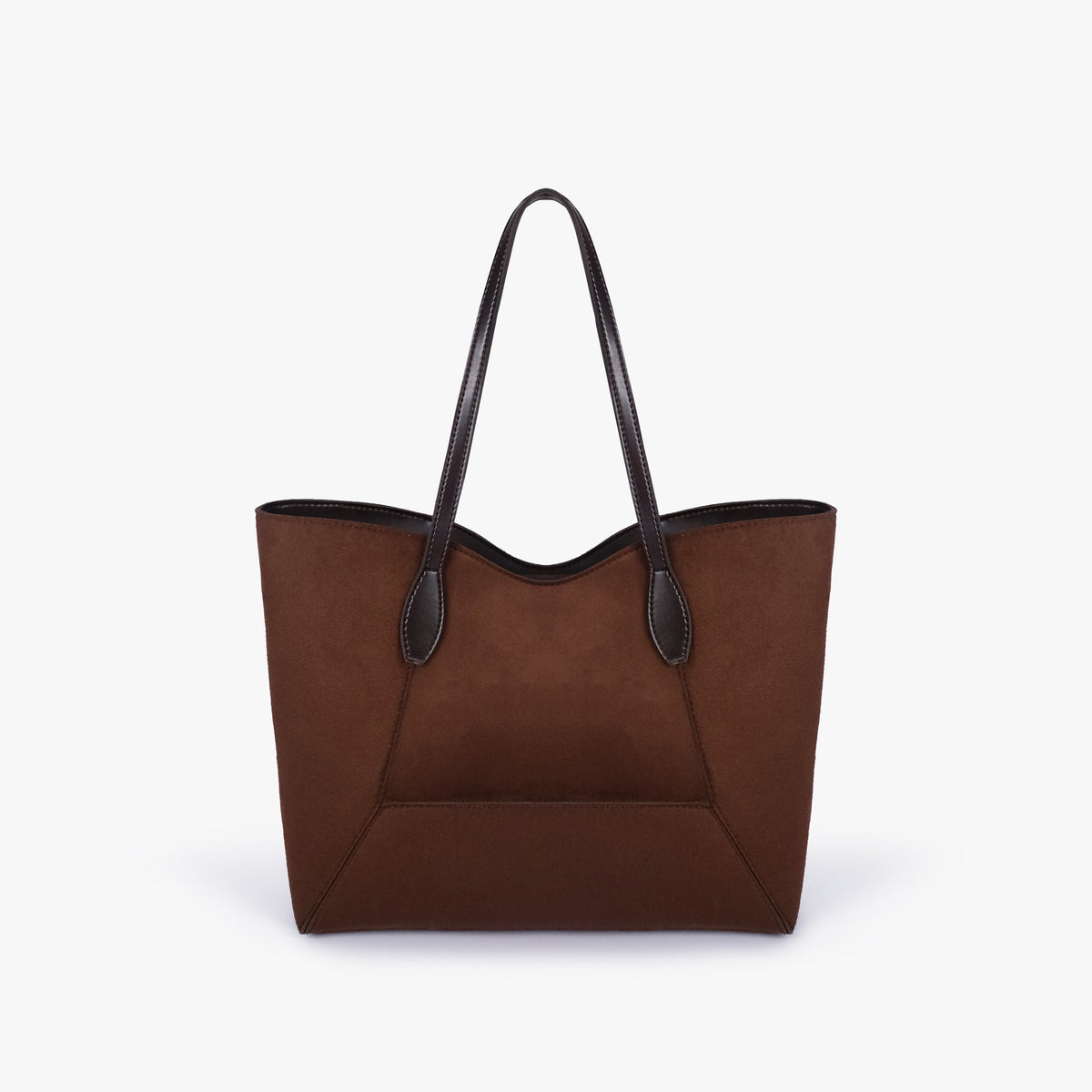 Back view of Dark brown suede Arc tote bag