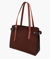 Dark brown suede satchel tote bag