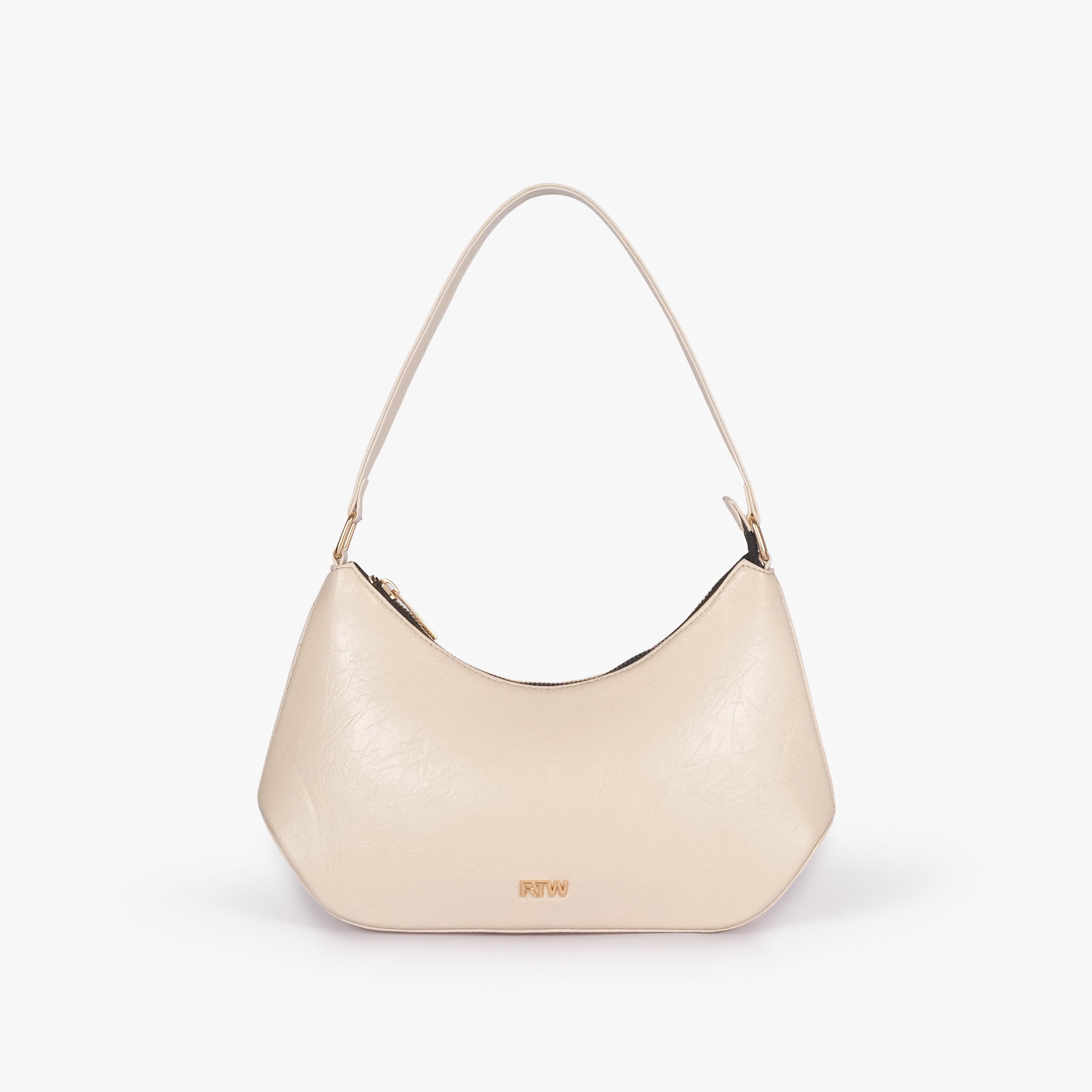 Pearl crinkle shoulder bag — front view showing the soft crinkle faux-leather body and shoulder-bag silhouette