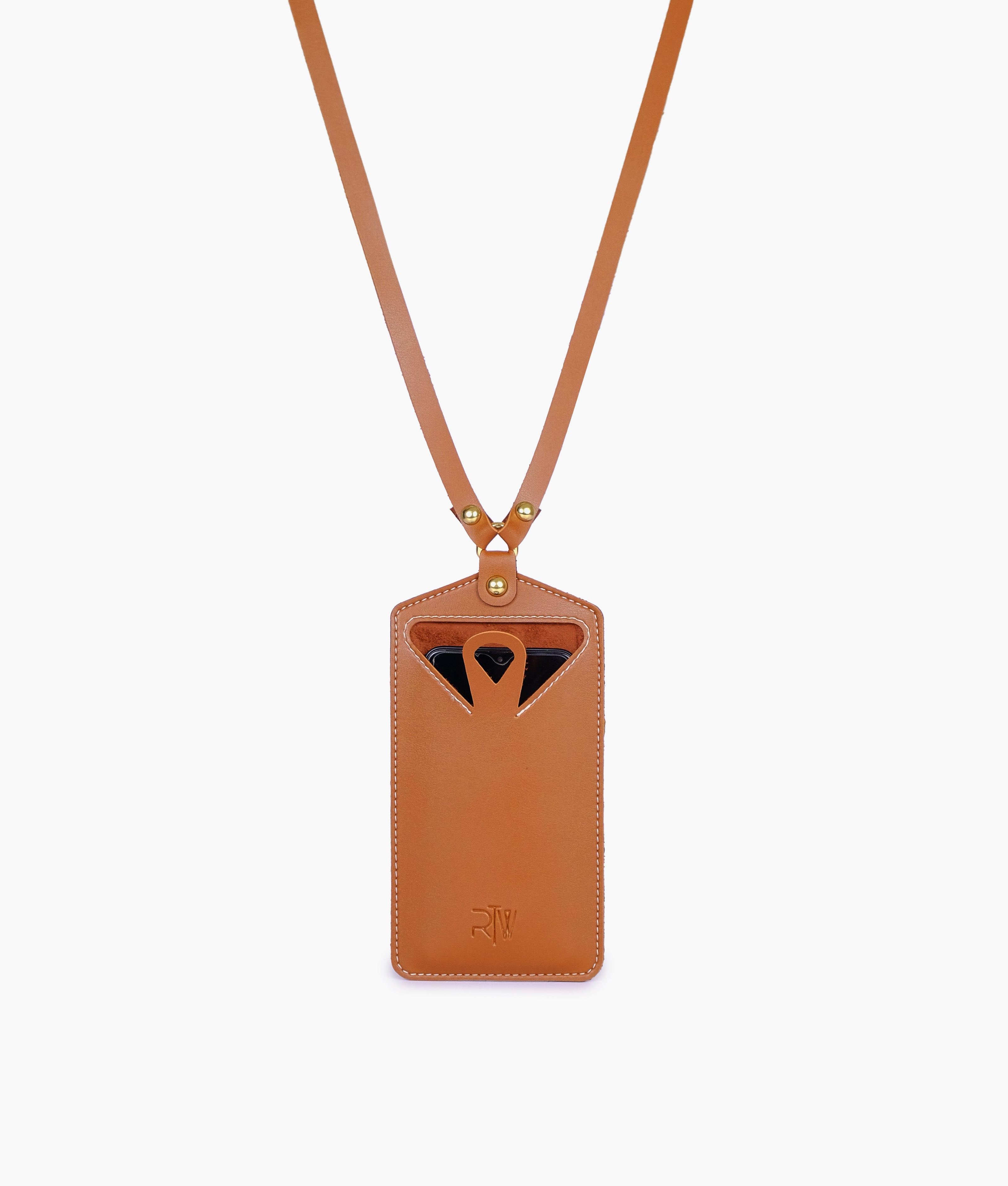 Brown easy carry mobile pouch