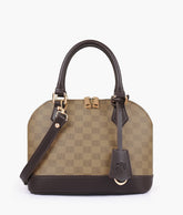 Brown dome satchel handbag