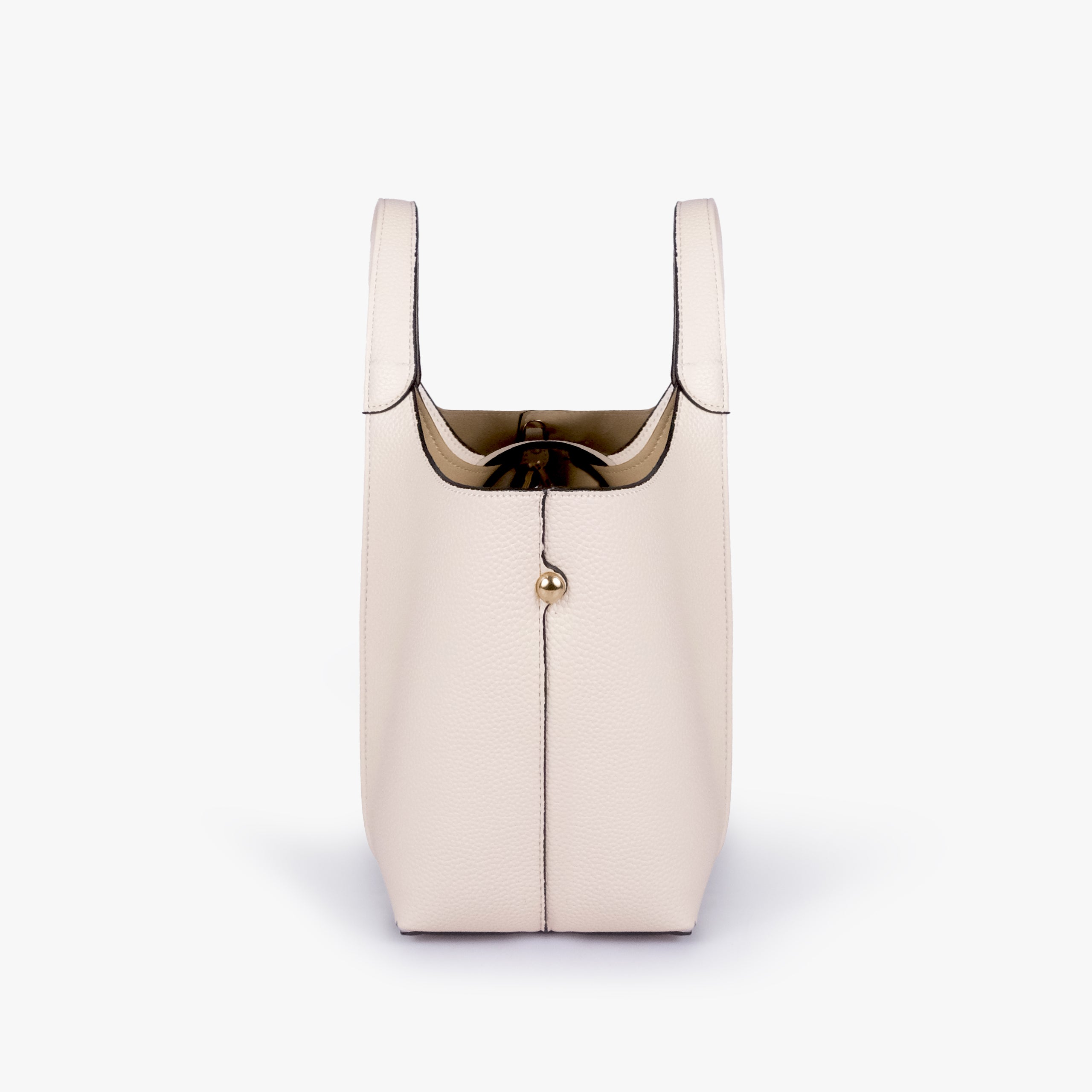 Side profile of Off-white scoop mini tote bag