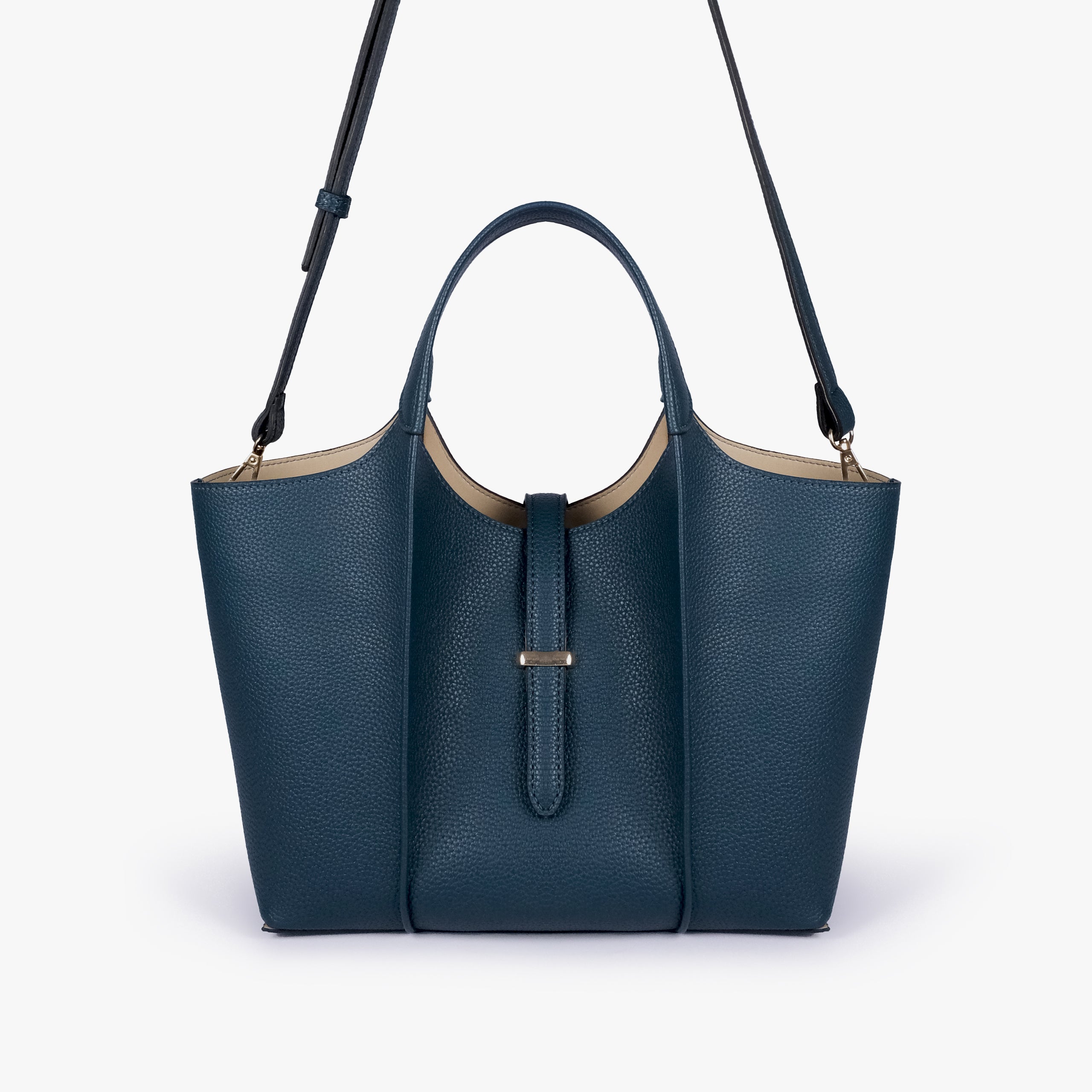 Teal scoop mini tote bag with detachable shoulder strap