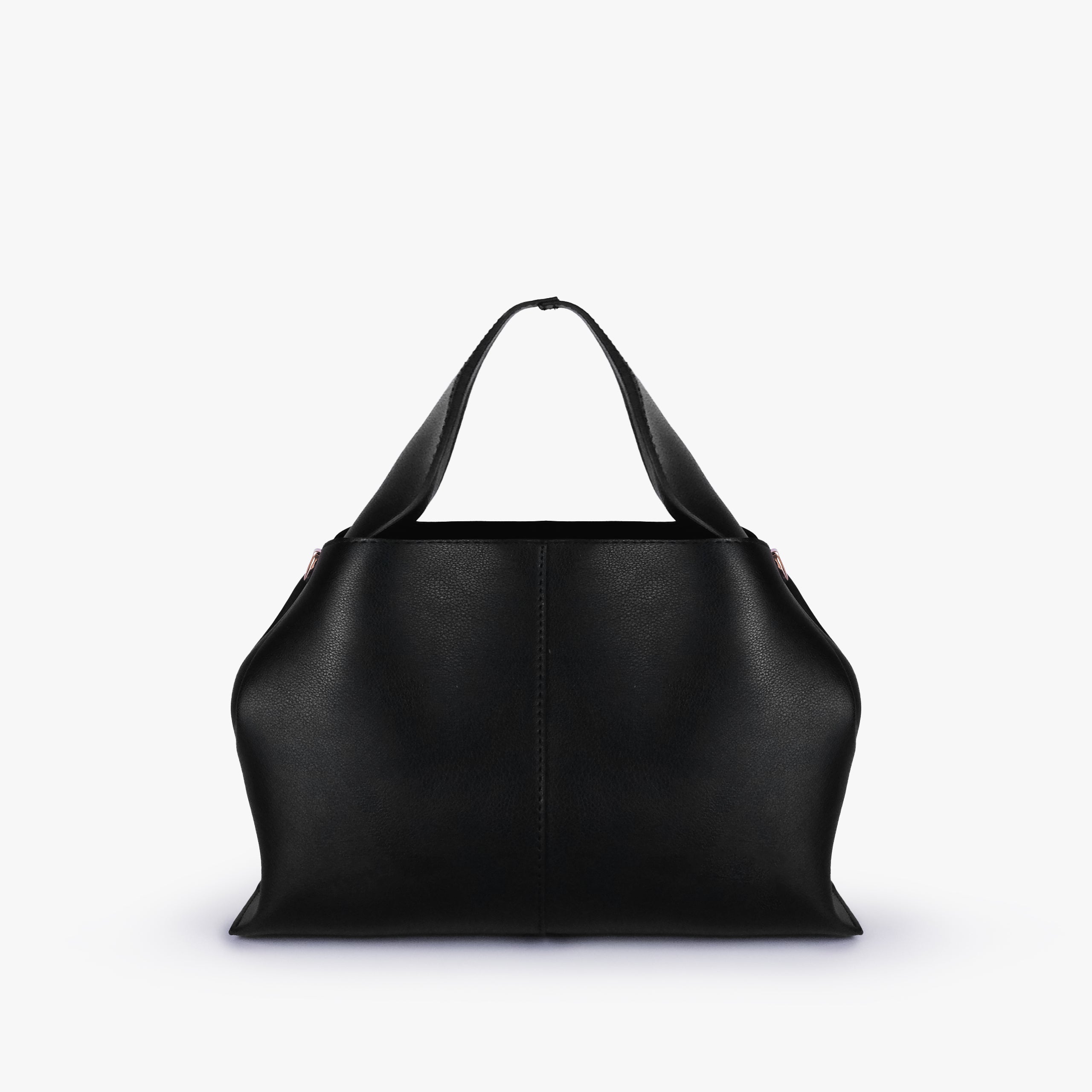 Back view of Black draped mini tote