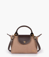Dark brown denim mini cross-body bag