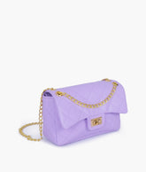 Purple quilted mini bag with chain