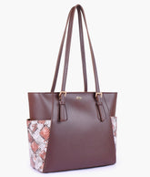 Dark brown double pocket tote